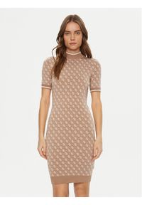 Guess Sukienka dzianinowa W3YK39 Z37K0 Beżowy Regular Fit. Kolor: beżowy. Materiał: wiskoza
