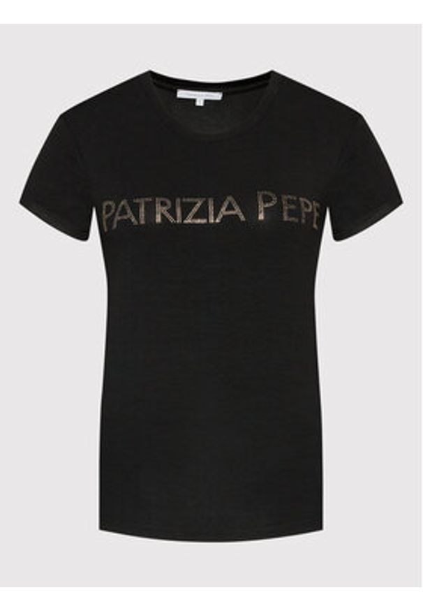 Patrizia Pepe T-Shirt CM1419/J013-K103 Czarny Regular Fit. Kolor: czarny. Materiał: wiskoza