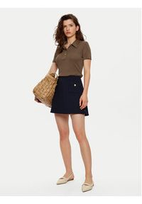 TOMMY HILFIGER - Tommy Hilfiger Polo WW0WW44446 Brązowy Slim Fit. Typ kołnierza: polo. Kolor: brązowy. Materiał: lyocell #4