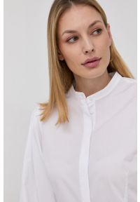 MAX&Co. Koszula bawełniana damska kolor biały slim ze stójką. Typ kołnierza: kołnierzyk stójkowy. Kolor: biały. Materiał: bawełna. Długość rękawa: długi rękaw. Długość: długie #3