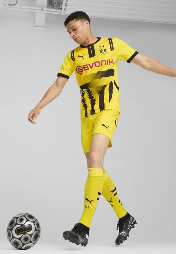 Puma - Męska koszulka pucharowa Borussia Dortmund 24/25 PUMA Faster Yellow Black. Kolor: czarny, wielokolorowy, żółty