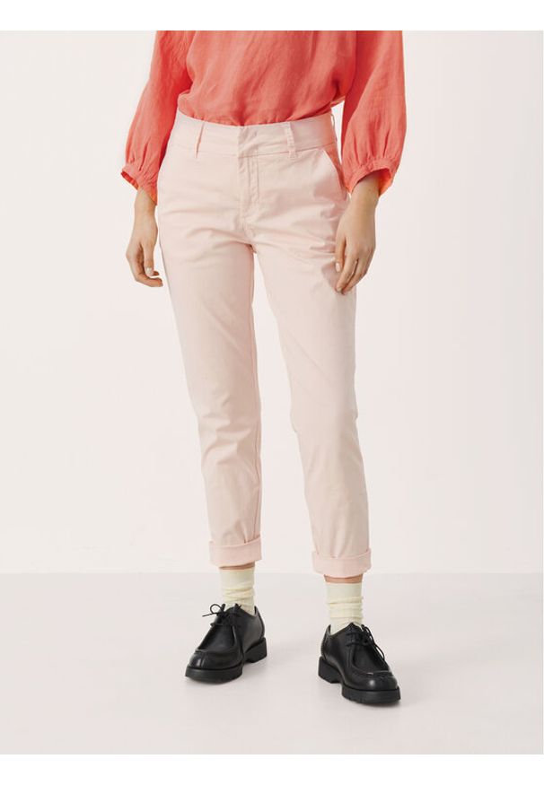 Part Two Spodnie materiałowe Soffys 30305570 Różowy Regular Fit. Kolor: różowy. Materiał: bawełna