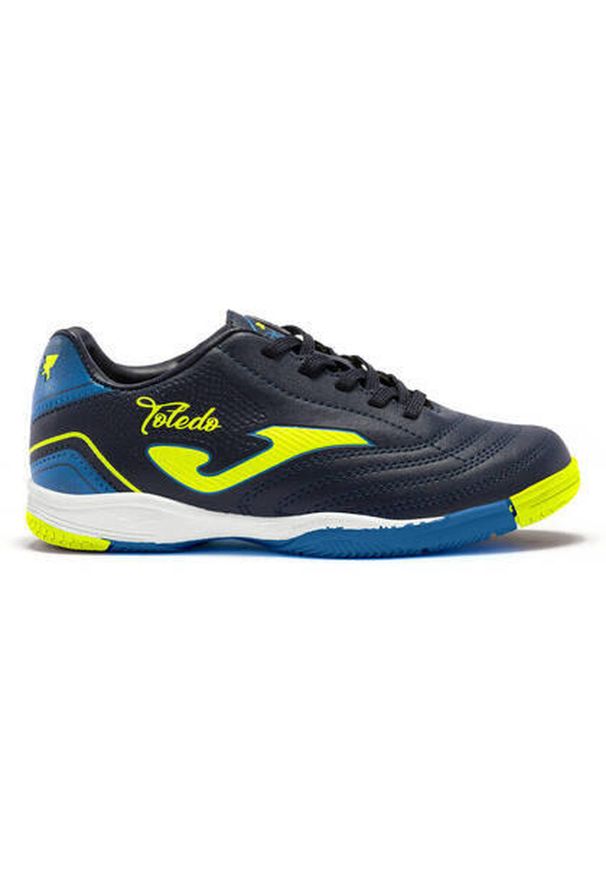 Buty do piłki nożnej dla dzieci Joma Toledo IN. Zapięcie: sznurówki. Kolor: niebieski. Materiał: materiał, syntetyk. Szerokość cholewki: normalna. Sport: turystyka piesza, piłka nożna