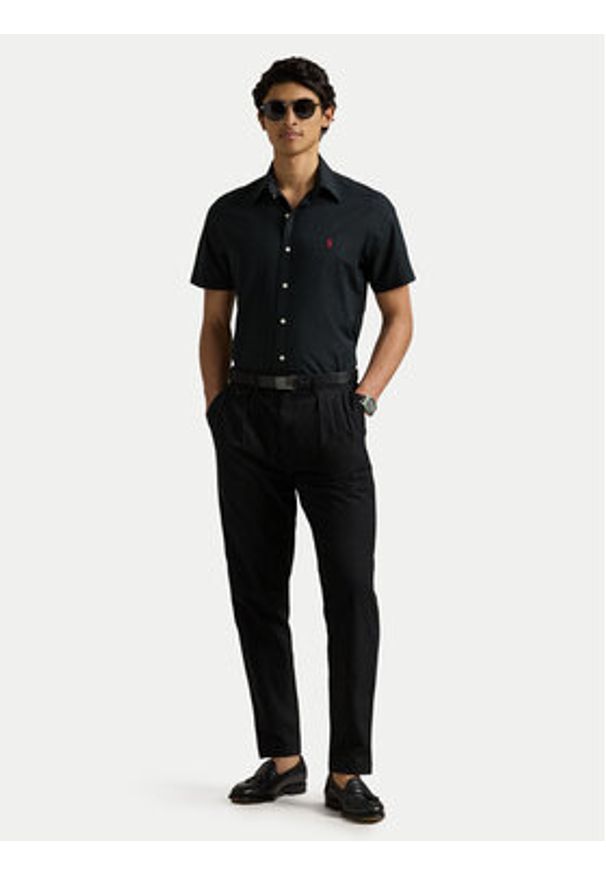 Polo Ralph Lauren Koszula 710945315003 Czarny Custom Fit. Typ kołnierza: polo. Kolor: czarny. Materiał: bawełna