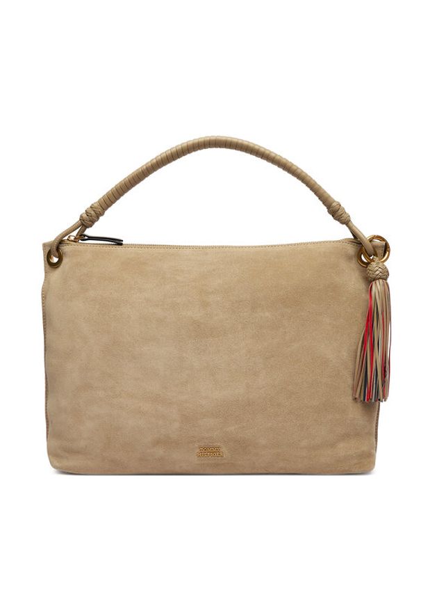 TOMMY HILFIGER - Tommy Hilfiger Torebka Th Statement Leather Bag Suede AW0AW18402 Beżowy. Kolor: beżowy. Materiał: skórzane