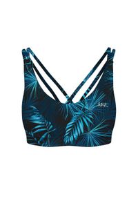 SLAVIWEAR - Stanik sportowy na krzyż SLavi Dark Tropical. Kolor: niebieski, wielokolorowy, czarny