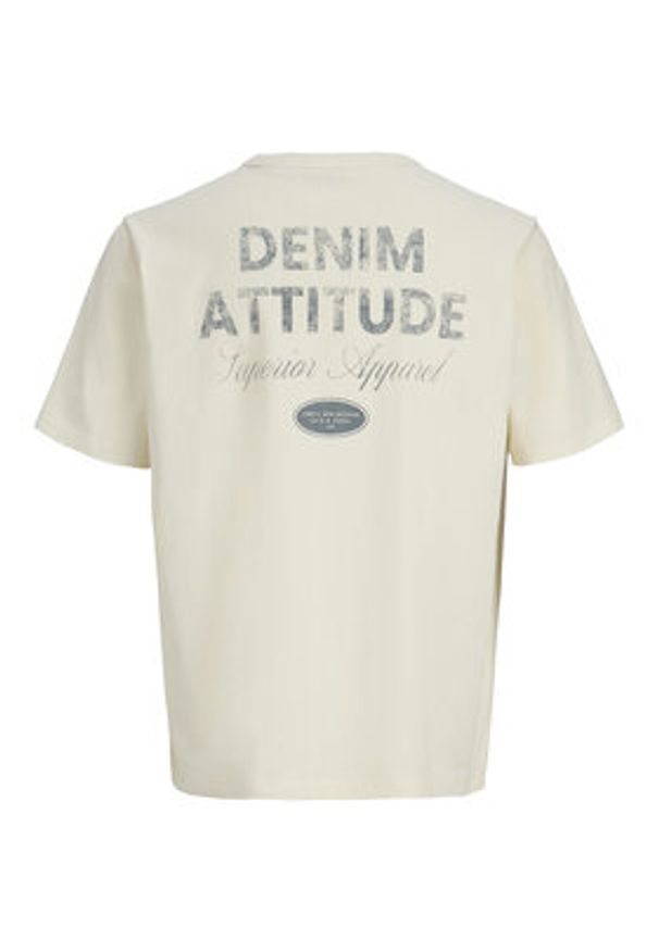 Jack & Jones T-Shirt Edover 12288005 Écru Regular Fit. Kolor: kremowy. Materiał: bawełna