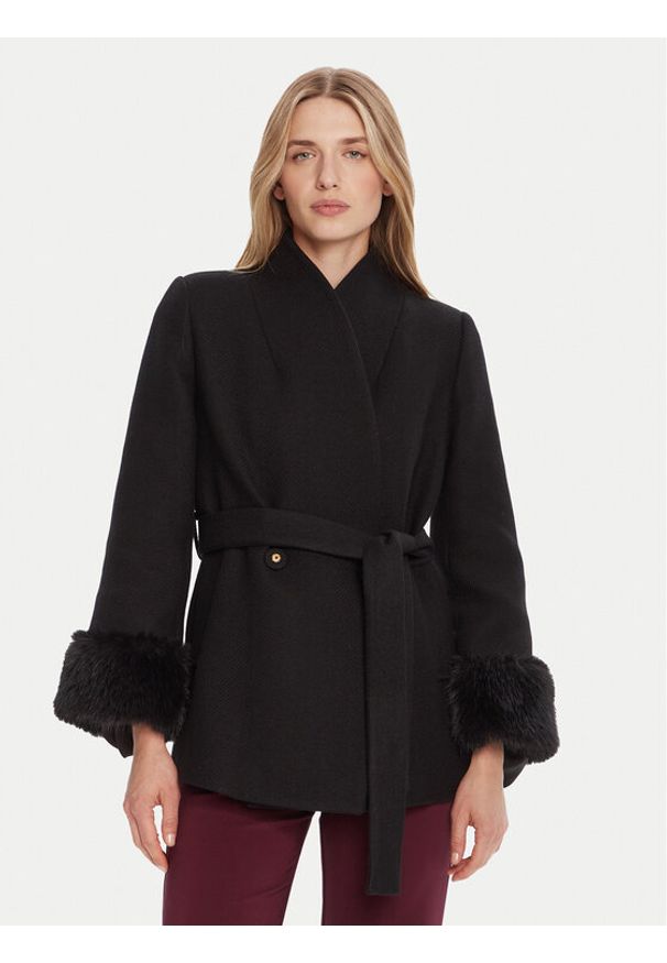 Rinascimento Płaszcz wełniany CFC0126222003 Czarny Slim Fit. Kolor: czarny. Materiał: syntetyk