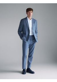 Reserved - Marynarka slim fit w kratę - niebieski. Kolor: niebieski. Materiał: wiskoza, tkanina