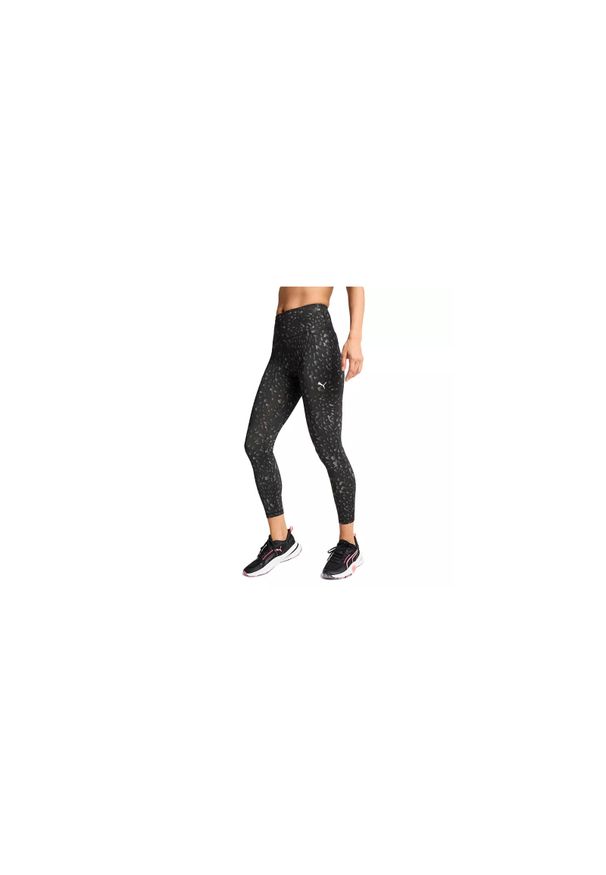 Damskie legginsy z wysokim stanem 7/8 Puma FAV. Stan: podwyższony. Kolor: czarny. Wzór: nadruk. Sport: fitness
