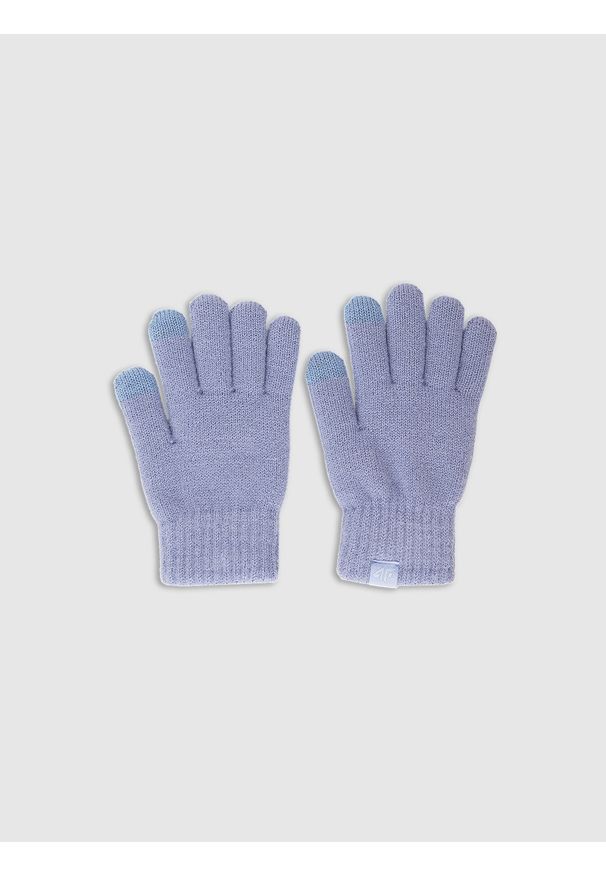4f - 4F Rękawiczki dzianinowe Touch Screen dziecięce - niebieskie S/M. Kolor: niebieski. Materiał: dzianina. Styl: klasyczny, casual