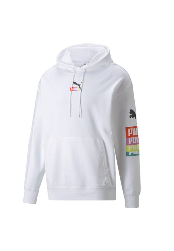 Bluza dresowa męska Puma BRAND LOVE. Kolor: biały. Materiał: dresówka