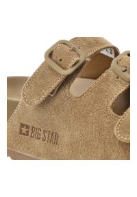 Big-Star - Klapki damskie Big Star, cholewka ze skóry naturalnej z regulowanymi paskami na grubej podeszwie, beżowe, TT274530. Okazja: na co dzień. Kolor: beżowy. Materiał: skóra. Wzór: paski. Sezon: lato. Styl: elegancki, casual #4
