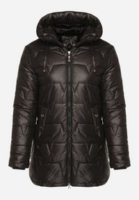 Born2be - Czarna Pikowana Kurtka o Prostym Kroju z Kapturem Nalarea. Okazja: na co dzień. Typ kołnierza: kaptur. Kolekcja: plus size. Kolor: czarny. Materiał: jeans, poliester, dzianina. Styl: klasyczny, casual, elegancki #4