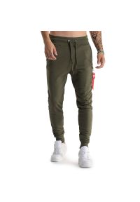 Spodnie Alpha Industries X-Fit Slim Cargo 178333257 - zielone. Kolor: zielony. Materiał: materiał, bawełna, poliester, dresówka. Wzór: aplikacja