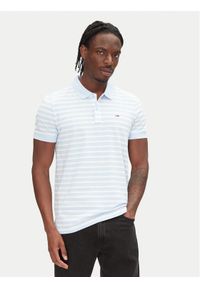 Tommy Jeans Polo DM0DM20676 Błękitny Slim Fit. Typ kołnierza: polo. Kolor: niebieski. Materiał: bawełna