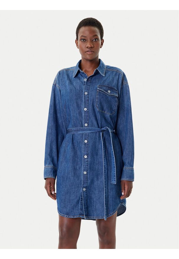 G-Star RAW - G-Star Raw Sukienka jeansowa D26814-D252 Granatowy Regular Fit. Kolor: niebieski. Materiał: bawełna