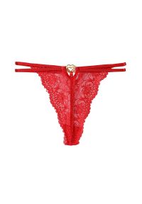 Intica - Stringi koronkowe z cienkim paseczkiem Brittni. Kolor: czerwony. Materiał: koronka