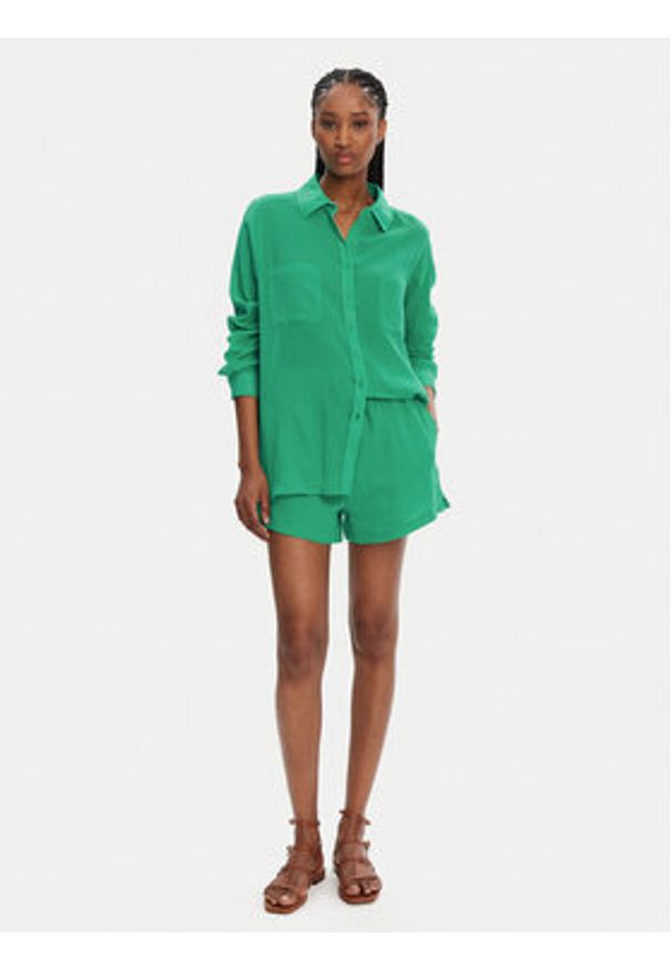 Seafolly Szorty materiałowe Crinkle 55429-SH Zielony Regular Fit. Kolor: zielony. Materiał: bawełna