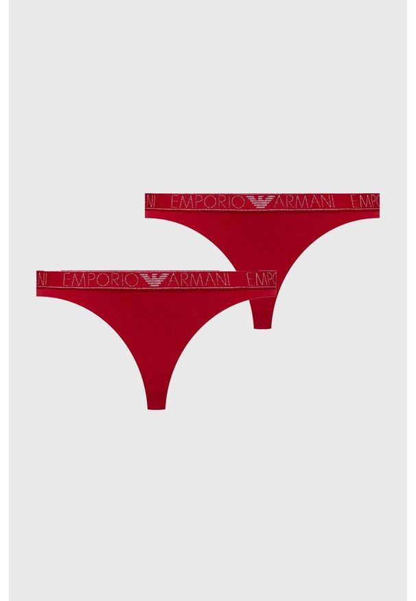 Emporio Armani Underwear stringi 2-pack kolor czerwony. Kolor: czerwony. Materiał: materiał