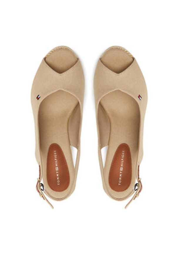 TOMMY HILFIGER - Tommy Hilfiger Espadryle Flag High Wedge Espad Slingback FW0FW08597 Beżowy. Kolor: beżowy. Materiał: materiał