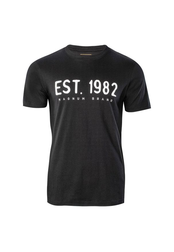 Koszulka męska Magnum Ellib - czarna, Rozmiar XL. Kolor: czarny. Materiał: bawełna. Wzór: aplikacja. Sezon: lato