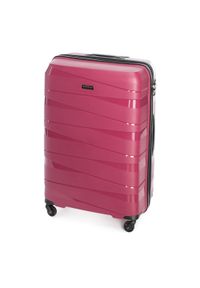 Wittchen - Duża walizka z polipropylenu z geometrycznymi tłoczeniami. Kolor: różowy. Materiał: guma. Wzór: geometria. Styl: elegancki #10