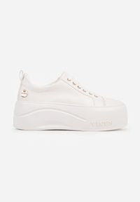 Born2be - Białe Sneakersy VICES na Grubej Podeszwie z Napisem Zelka. Okazja: na co dzień. Kolor: biały. Wzór: napisy. Obcas: na platformie #2