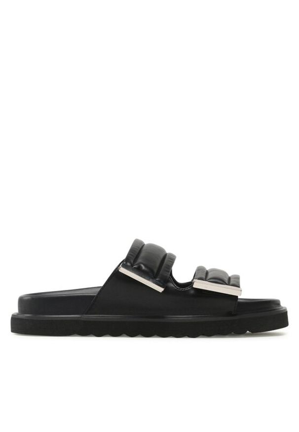 DeeZee Klapki 86009-4 Czarny. Kolor: czarny. Materiał: skóra
