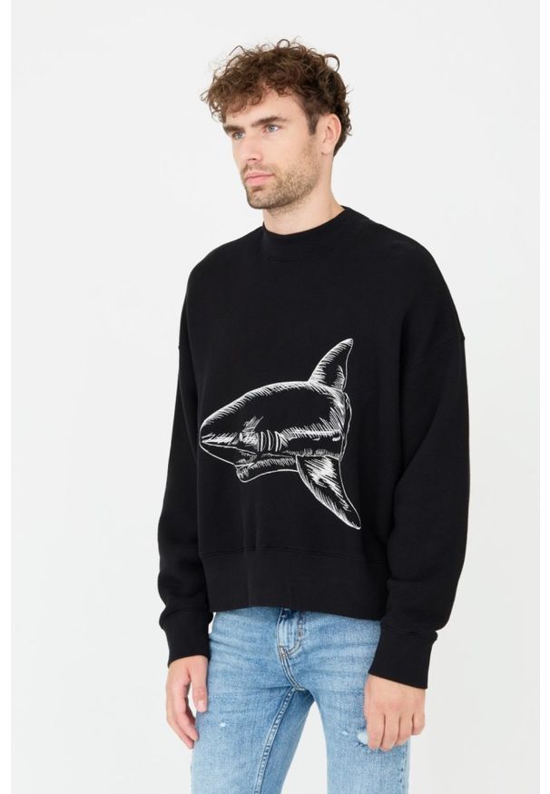 PALM ANGELS Czarna bluza Split Shark Crew. Kolor: czarny