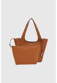 Guess - GUESS Brązowa shopperka damska Calista 2 In 1. Kolor: brązowy. Materiał: skórzane