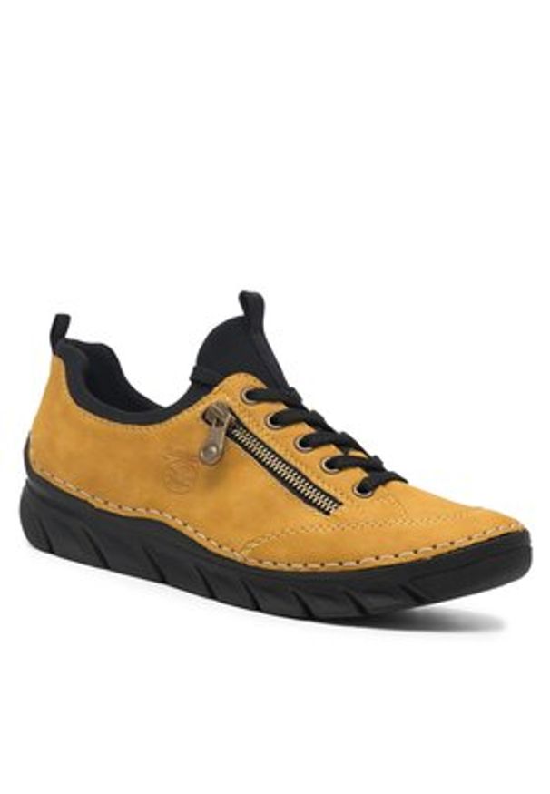 Rieker Półbuty 55073-68 Żółty. Kolor: żółty. Materiał: materiał