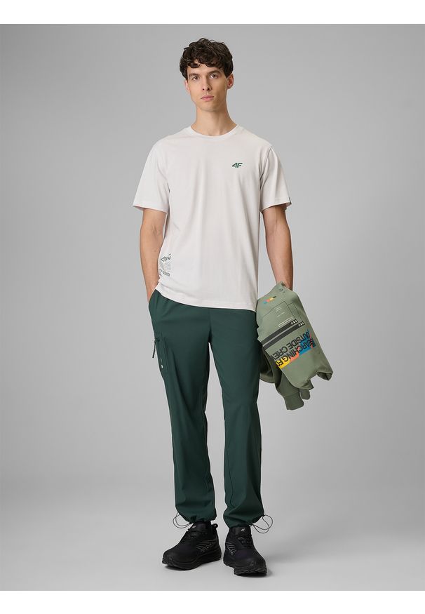 4f - 4F T-shirt regular z nadrukiem męski - biały XL. Okazja: na co dzień. Kolor: biały. Materiał: materiał. Wzór: nadruk. Styl: casual, klasyczny
