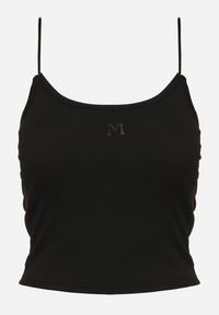 Born2be - Czarny Top z Prążkowanego Materiału z Usztywnianymi Miseczkami Fadeastra. Okazja: na co dzień. Kolor: czarny. Materiał: materiał, prążkowany. Styl: klasyczny, elegancki, casual