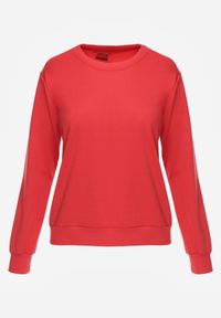 Born2be - Czerwona Bluza z Bawełną Ozdobiona Ściągaczami Hilani. Okazja: na spacer, na co dzień. Kolor: czerwony. Materiał: bawełna. Wzór: aplikacja. Styl: casual, elegancki, klasyczny #5