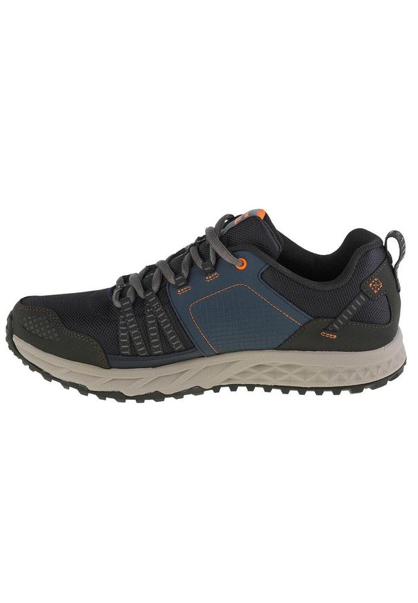 skechers - Buty do chodzenia męskie Skechers Escape Plan. Zapięcie: sznurówki. Kolor: szary, niebieski, wielokolorowy. Materiał: syntetyk, skóra, materiał. Szerokość cholewki: normalna. Model: Skechers Sport. Sport: turystyka piesza