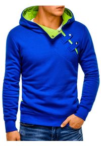 Ombre Clothing - Bluza męska z kapturem - niebieska/zielona PACO - S. Typ kołnierza: kaptur. Kolor: niebieski. Materiał: bawełna, poliester #5