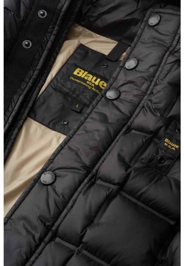 Blauer USA - BLAUER Czarna pikowana męska kurtka Caspar Short Jackets. Kolor: czarny. Materiał: materiał. Styl: klasyczny
