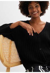 bonprix - Sweter rozpinany boxy. Kolor: czarny #3