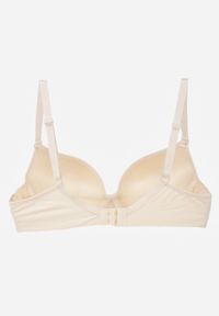 Born2be - Beżowy Gładki Biustonosz Push Up z Aplikacją z Cyrkoniami Murita. Kolor: beżowy. Materiał: materiał. Rodzaj stanika: push-up. Wzór: gładki, aplikacja #2