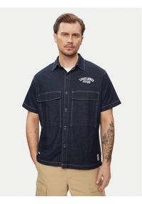 Wrangler Koszula jeansowa Casey 112351229 Granatowy Relaxed Fit. Kolor: niebieski. Materiał: syntetyk, bawełna