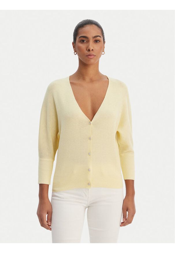 Morgan Kardigan 251-MBATSI Żółty Slim Fit. Kolor: żółty. Materiał: syntetyk