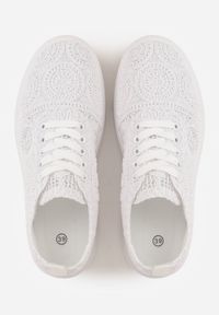 Born2be - Białe Sneakersy z Plecionki na Grubej Podeszwie w Stylu Boho Dacara. Okazja: na co dzień. Kolor: biały. Materiał: jeans. Szerokość cholewki: normalna #6