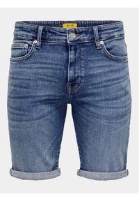 Only & Sons Szorty jeansowe Ply 22028773 Niebieski Slim Fit. Kolor: niebieski. Materiał: bawełna