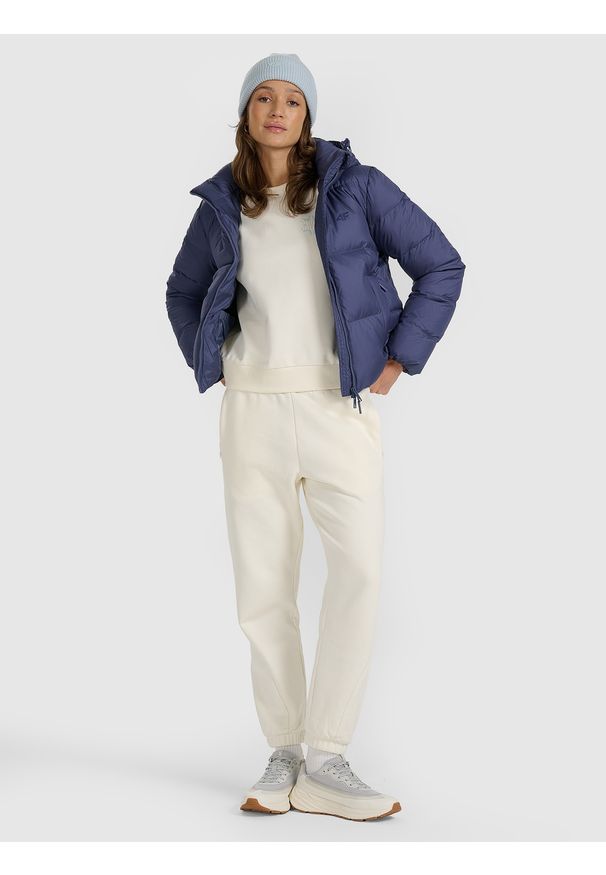 4f - 4F Kurtka puchowa z wypełnieniem naturalnym damska - granatowa XS. Okazja: na co dzień. Kolor: niebieski. Materiał: puch. Sezon: zima. Styl: casual