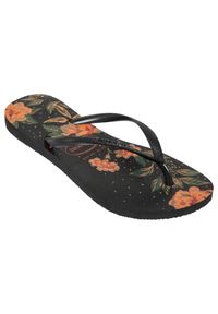 Japonki damskie Havaianas Slim Floral. Kolor: wielokolorowy, czarny. Materiał: syntetyk, kauczuk. Wzór: paski