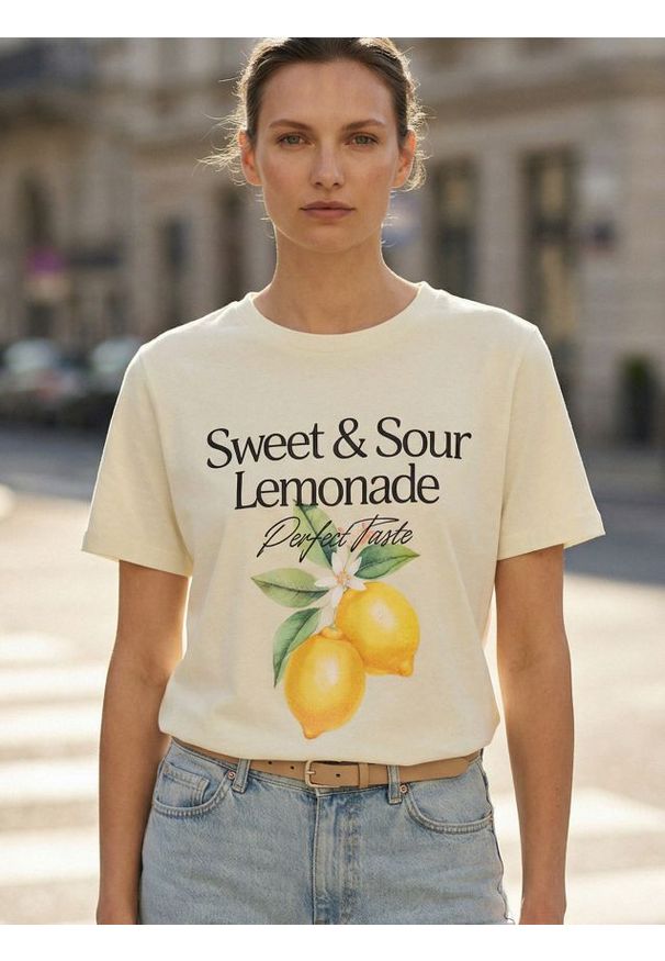 Sinsay - Bawełniana koszulka z nadrukiem - zielony. Kolor: zielony. Materiał: bawełna. Wzór: nadruk