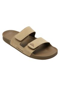 Klapki męskie Quiksilver Rivi Leather Double Adjust. Kolor: brązowy