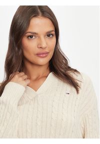 Tommy Jeans Sweter Rugby DW0DW18680 Beżowy Regular Fit. Kolor: beżowy. Materiał: bawełna #3