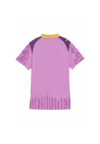 Puma - Damska koszulka KIDSUPER × BORUSSIA DORTMUND PUMA Mauve Pop Faster Yellow Pink. Kolor: różowy. Wzór: geometria, kolorowy